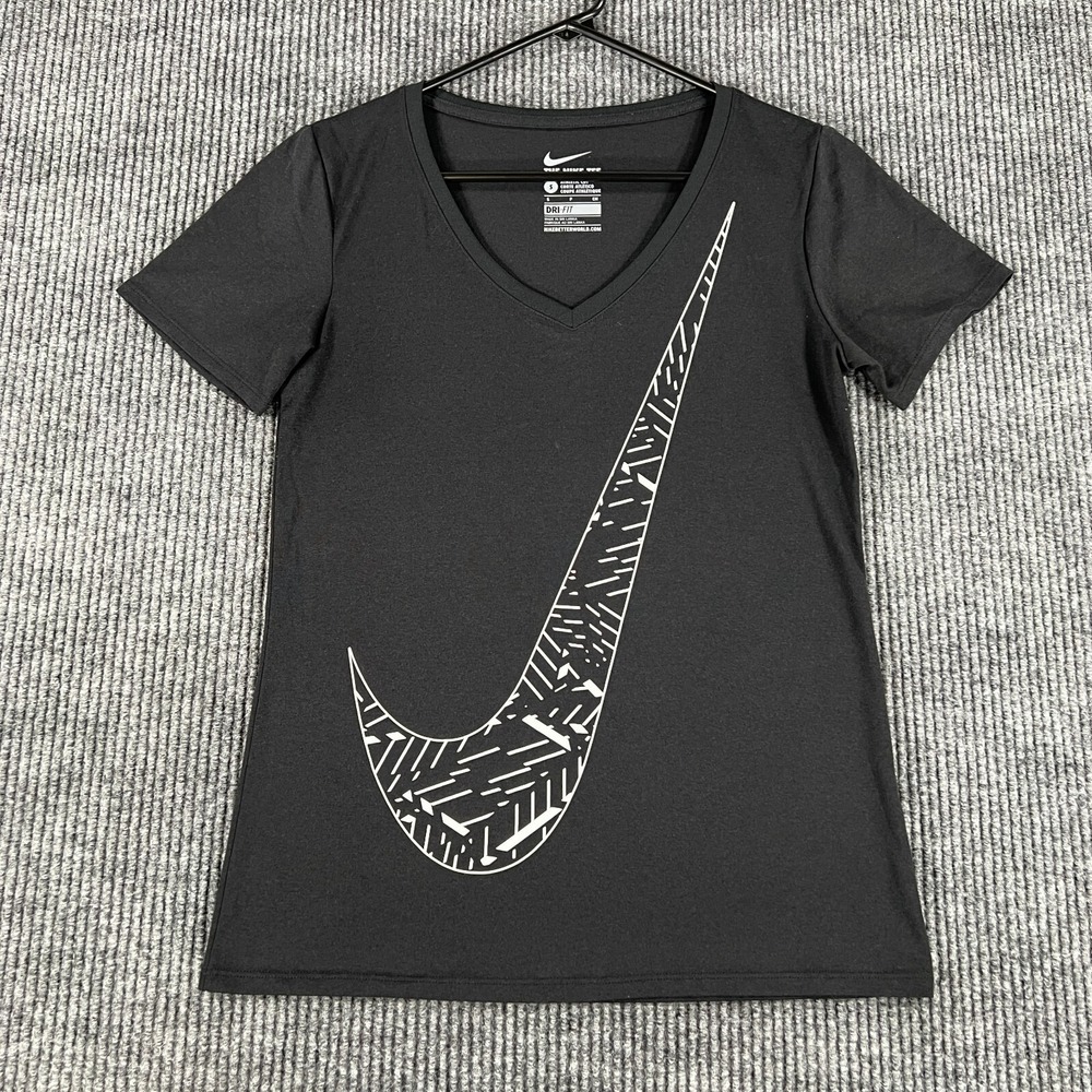 Nike Shirt Womens Small Black Short Sleeve‎ Athletic Cut Workout Gym Run Lift